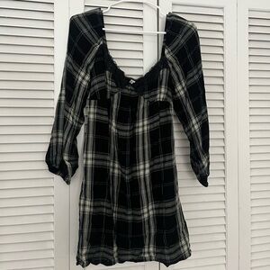 BP Black and White Checkered Long Sleeve Dress